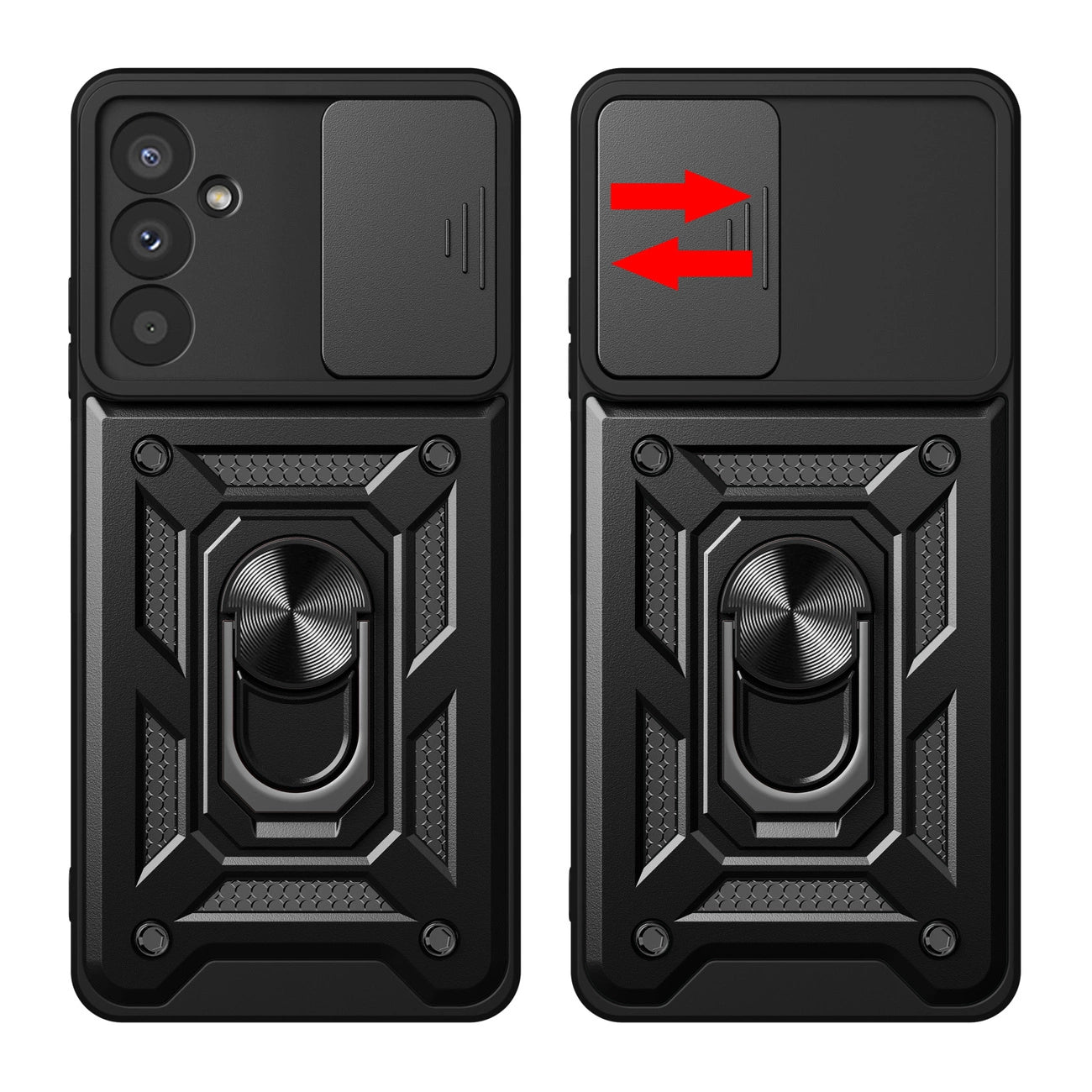 Hybrid Armor Camshield case for Samsung M14 with camera cover - black_1