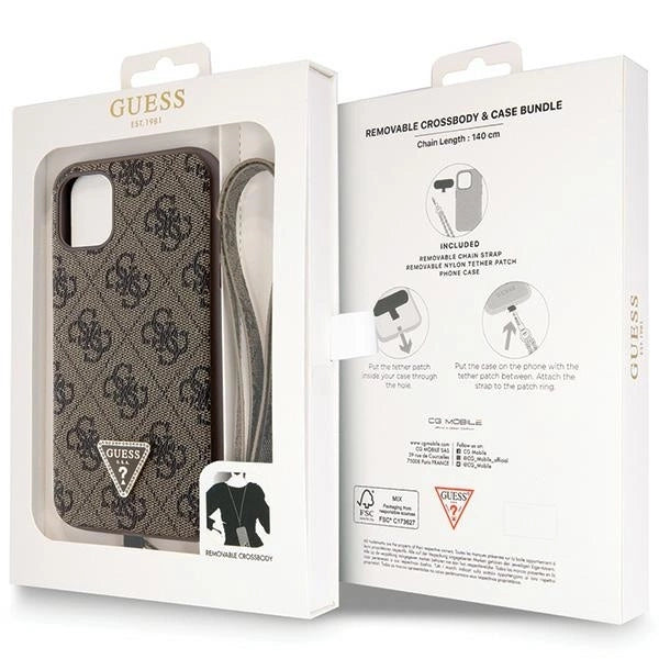 Guess GUHCN61P4TDSCPW Case for iPhone 11 / Xr - Brown Crossbody 4G Metal Logo_8