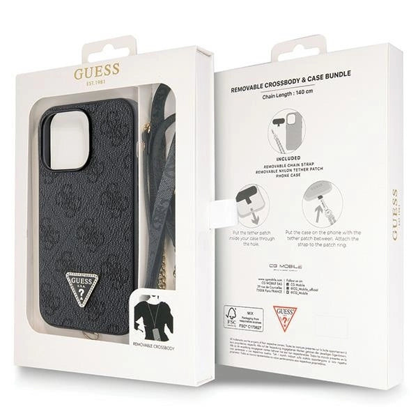 Guess GUHCP13LP4TDSCPK Case for iPhone 13 Pro / 13 - Black Crossbody 4G Metal Logo_8