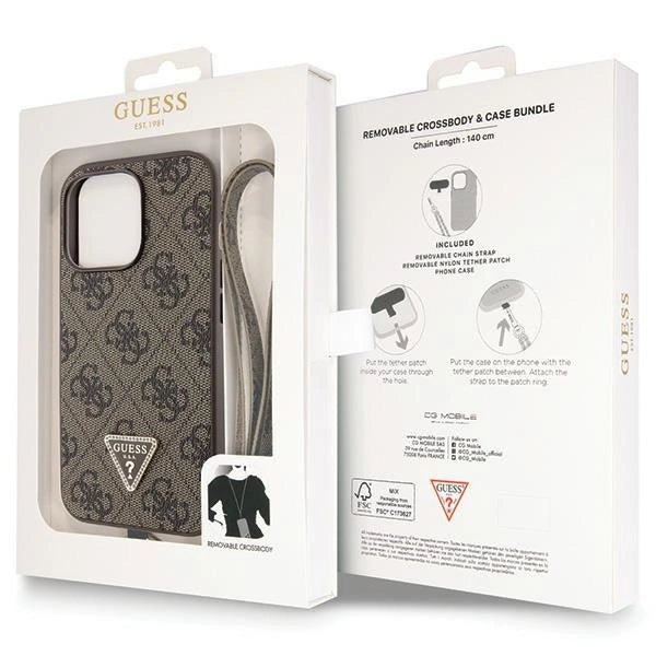 Guess GUHCP13LP4TDSCPW Case for iPhone 13 Pro / 13 - Brown Crossbody 4G Metal Logo_8