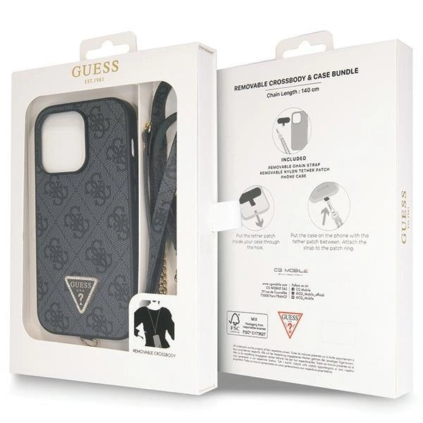 Guess GUHCP14LP4TDSCPK case for iPhone 14 Pro - black Crossbody 4G Metal Logo_8