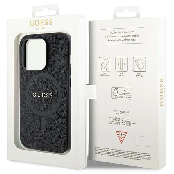 Guess GUHMP14LPSAHMCK case for iPhone 14 Pro - black Saffiano MagSafe_7