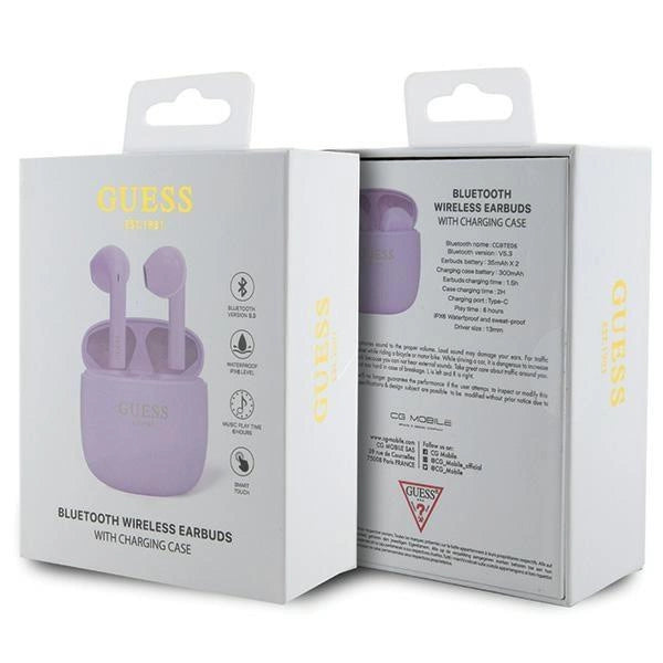 Guess GUTWST26PSU TWS Bluetooth headphones + docking station - purple Classic EST Logo_3