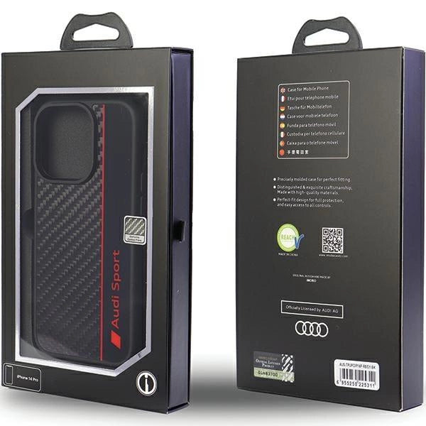 Audi Carbon Fiber Stripe iPhone 13 Pro Max 6.7" black/black hardcase AUS-TPUPCIP13PM-R8/D1-BK_4