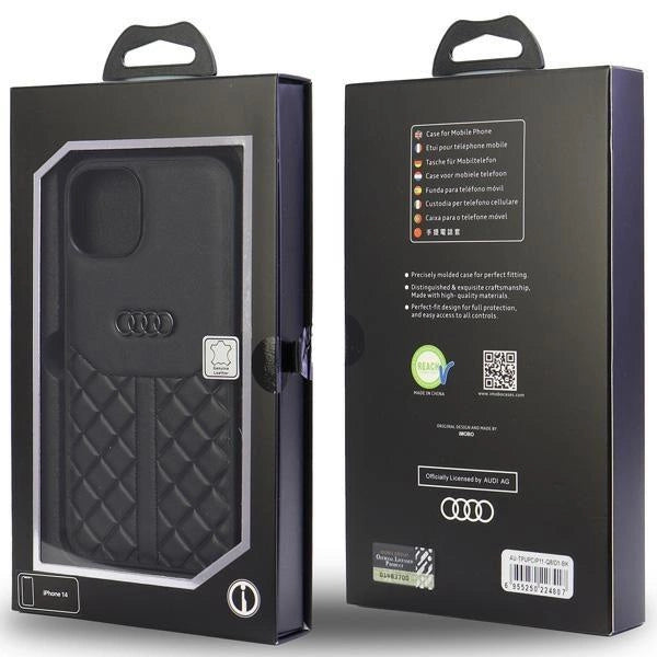 Audi Genuine Leather iPhone 11 / Xr 6.1" black/black hardcase AU-TPUPCIP11R-Q8/D1-BK_4