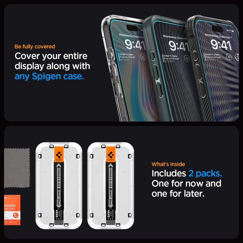Spigen Glas.tR EZ Fit tempered glass for iPhone 15 Pro - 2 pcs._11
