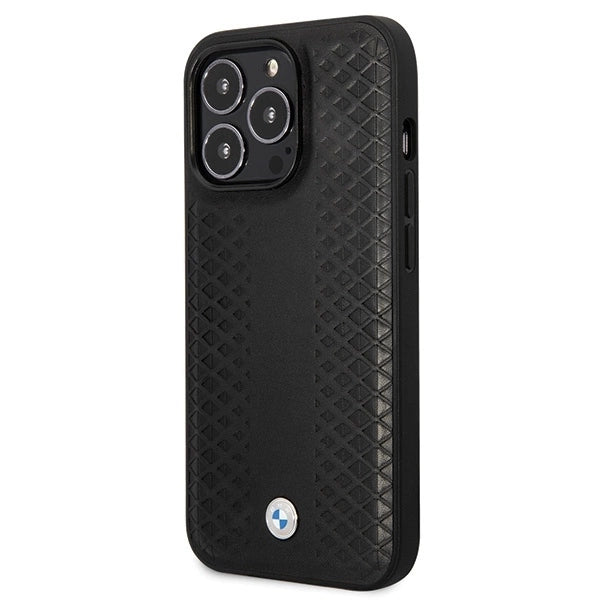 BMW Leather Diamond Pattern case for iPhone 14 Pro - black_1