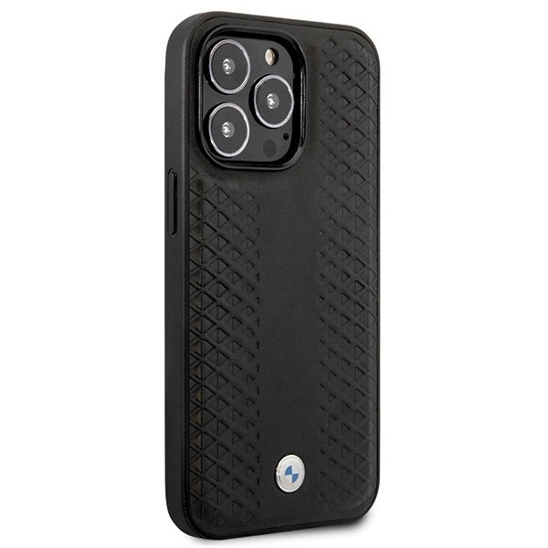 BMW Leather Diamond Pattern case for iPhone 14 Pro - black_3