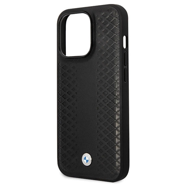 BMW Leather Diamond Pattern case for iPhone 14 Pro - black_5