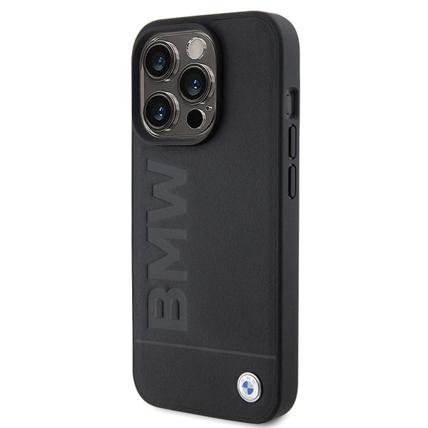 BMW Leather Hot Stamp iPhone 15 Pro Max Case - Black_1