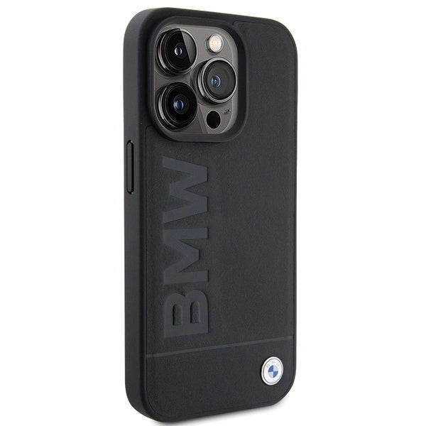 BMW Leather Hot Stamp iPhone 15 Pro Max Case - Black_3