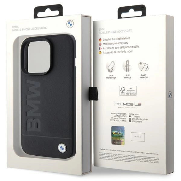 BMW Leather Hot Stamp iPhone 15 Pro Max Case - Black_7