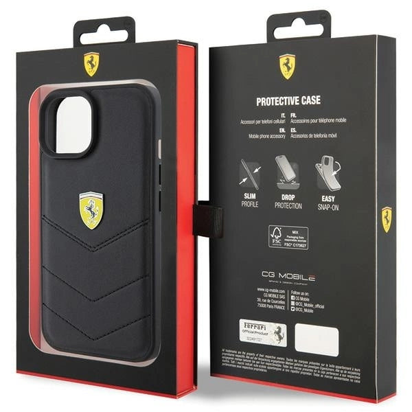 Ferrari Quilted Metal Logo case for iPhone 15 - black_7