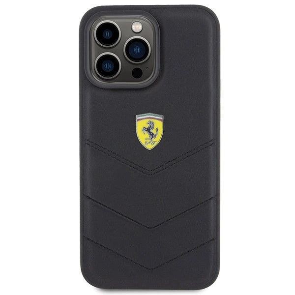Ferrari Quilted Metal Logo case for iPhone 15 Pro Max - black_2