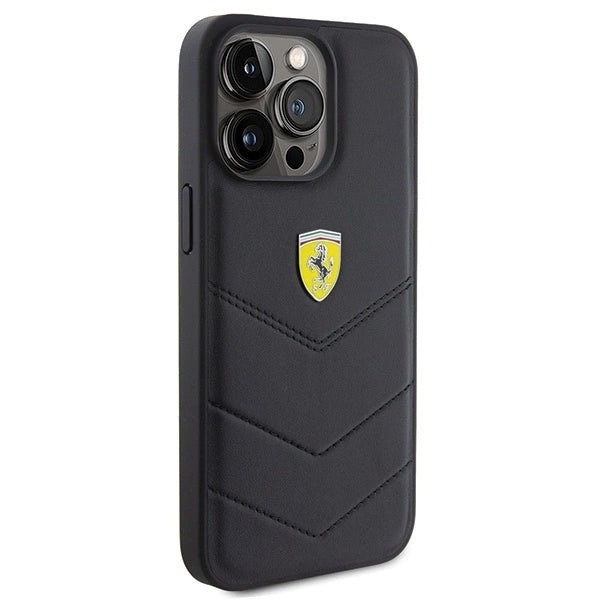 Ferrari Quilted Metal Logo case for iPhone 15 Pro Max - black_3