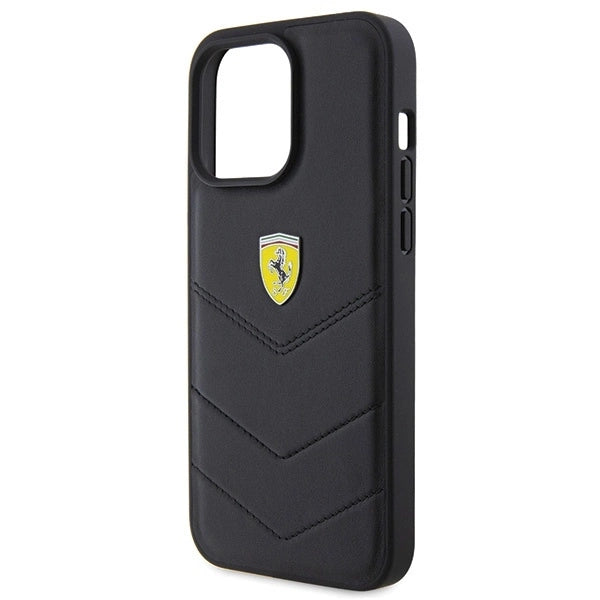 Ferrari Quilted Metal Logo case for iPhone 15 Pro Max - black_5