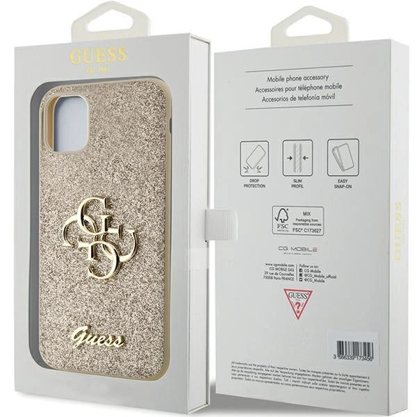 Guess GUHCN61HG4SGD case for iPhone 11 / Xr - gold Glitter Script Big 4G_7