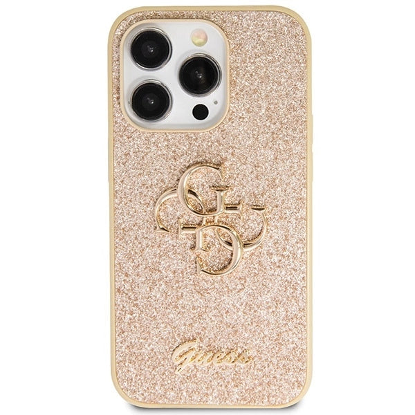 Guess GUHCP14LHG4SGD case for iPhone 14 Pro - gold Glitter Script Big 4G_2