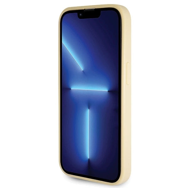 Guess GUHCP14LHG4SGD case for iPhone 14 Pro - gold Glitter Script Big 4G_4