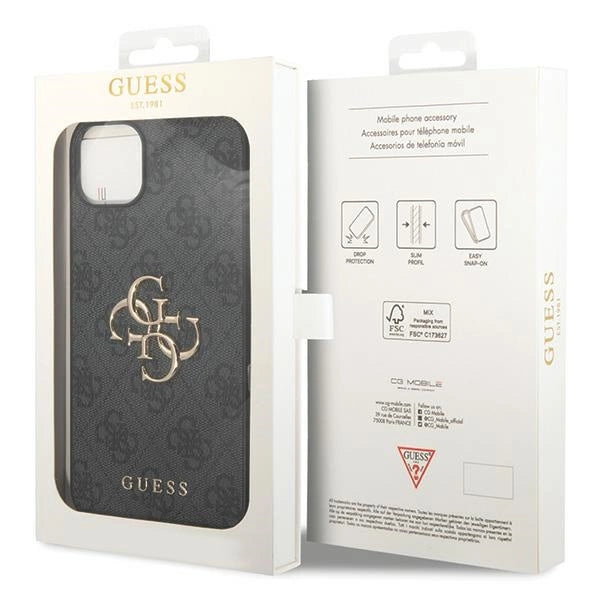 Guess 4G Big Metal Logo iPhone 15 Plus Case - Gray_7