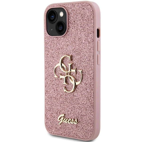 Guess Glitter Script Big 4G case for iPhone 15 - pink_1