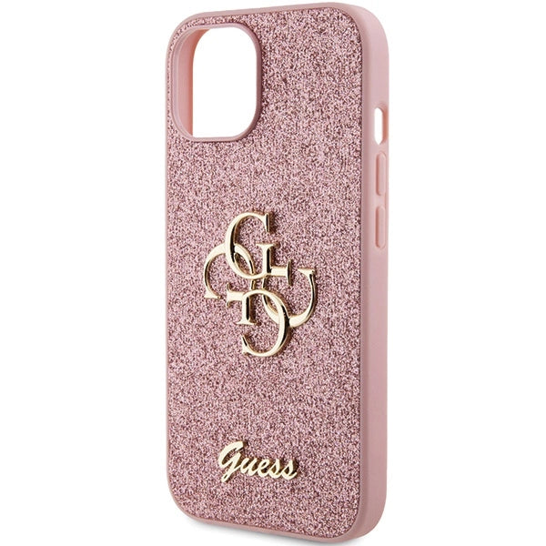 Guess Glitter Script Big 4G case for iPhone 15 - pink_5