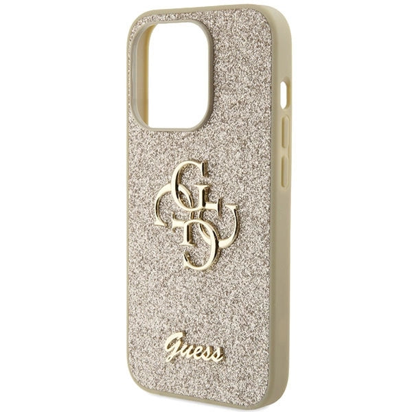 Guess Glitter Script Big 4G Case for iPhone 15 Pro Max - Gold_5