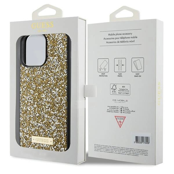 Guess Rhinestone Metal Logo case for iPhone 15 Pro Max - yellow_7