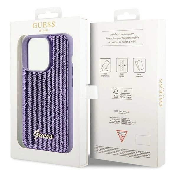 Guess Sequin Script Metal case for iPhone 15 Pro Max - purple_7
