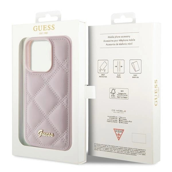 Guess Quilted Metal Logo case for iPhone 15 Pro Max - pink_7