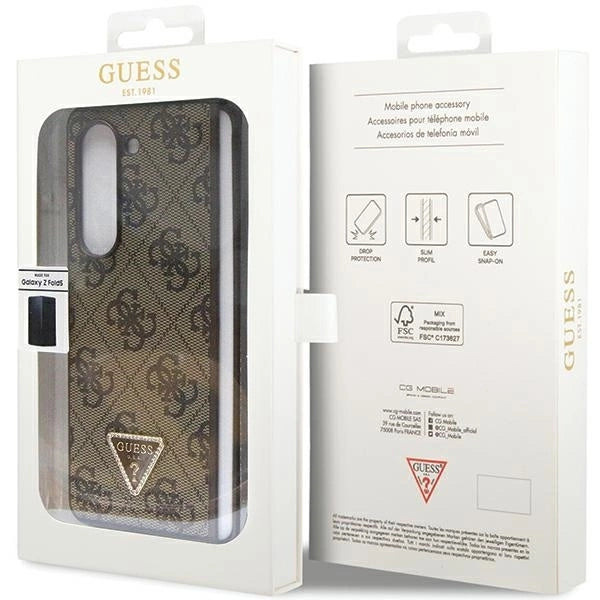 Guess Leather 4G Triangle Strass case for Samsung Galaxy Z Fold 5 - brown_6