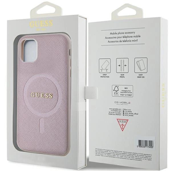 Guess GUHMN61PSAHMCP case for iPhone 11 / Xr - pink Saffiano MagSafe_7
