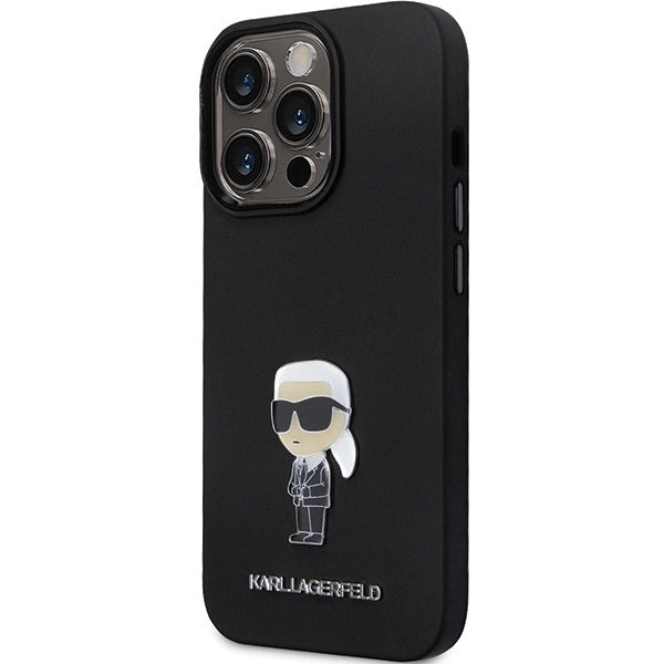 Karl Lagerfeld KLHCP14LSMHKNPK case for iPhone 14 Pro - black Silicone Ikonik Metal Pin_1
