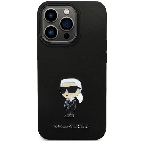 Karl Lagerfeld KLHCP14LSMHKNPK case for iPhone 14 Pro - black Silicone Ikonik Metal Pin_2