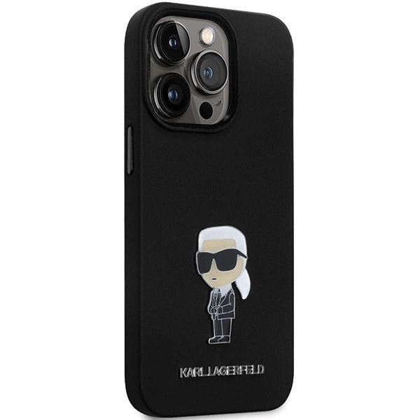 Karl Lagerfeld KLHCP14LSMHKNPK case for iPhone 14 Pro - black Silicone Ikonik Metal Pin_3