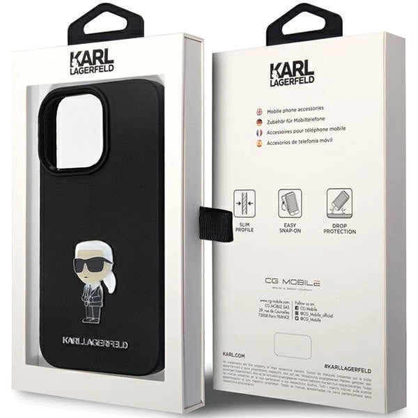 Karl Lagerfeld KLHCP14LSMHKNPK case for iPhone 14 Pro - black Silicone Ikonik Metal Pin_7