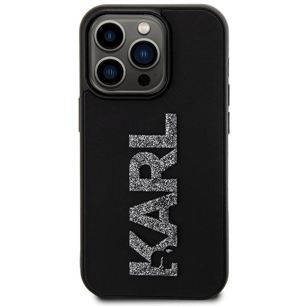 Karl Lagerfeld 3D Rubber Glitter Logo iPhone 15 Pro Case - Black_2