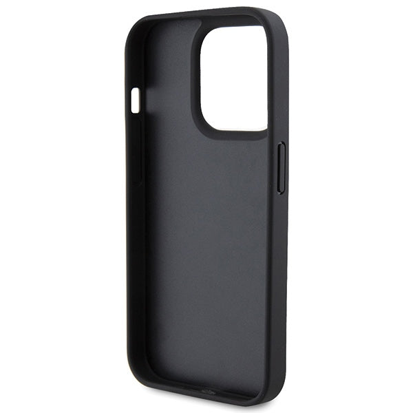 Karl Lagerfeld Leather Monogram Hot Stamp Metal Logo case for iPhone 15 Pro - black_6