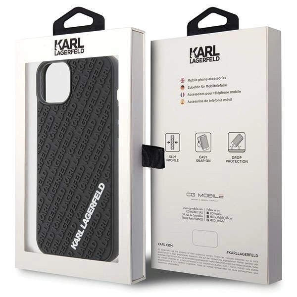 Karl Lagerfeld 3D Rubber Multi Logo case for iPhone 15 Plus - black_7