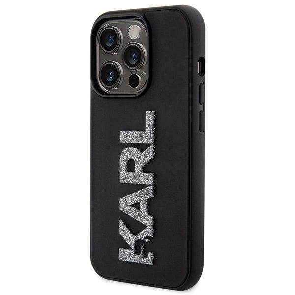 Karl Lagerfeld 3D Rubber Glitter Logo case for iPhone 15 Pro Max - black_1