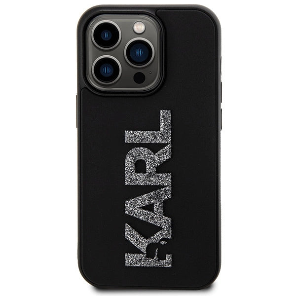 Karl Lagerfeld 3D Rubber Glitter Logo case for iPhone 15 Pro Max - black_2
