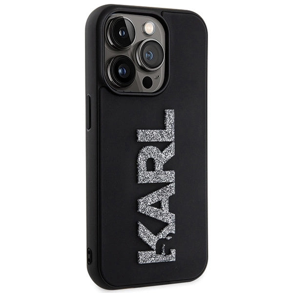 Karl Lagerfeld 3D Rubber Glitter Logo case for iPhone 15 Pro Max - black_3