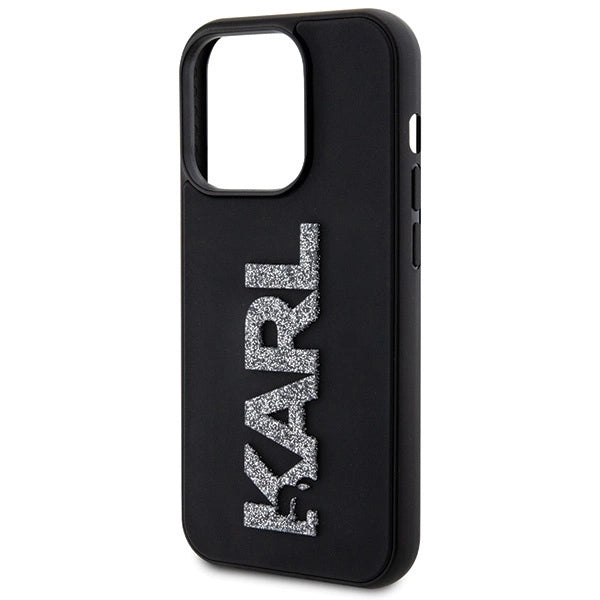 Karl Lagerfeld 3D Rubber Glitter Logo case for iPhone 15 Pro Max - black_5