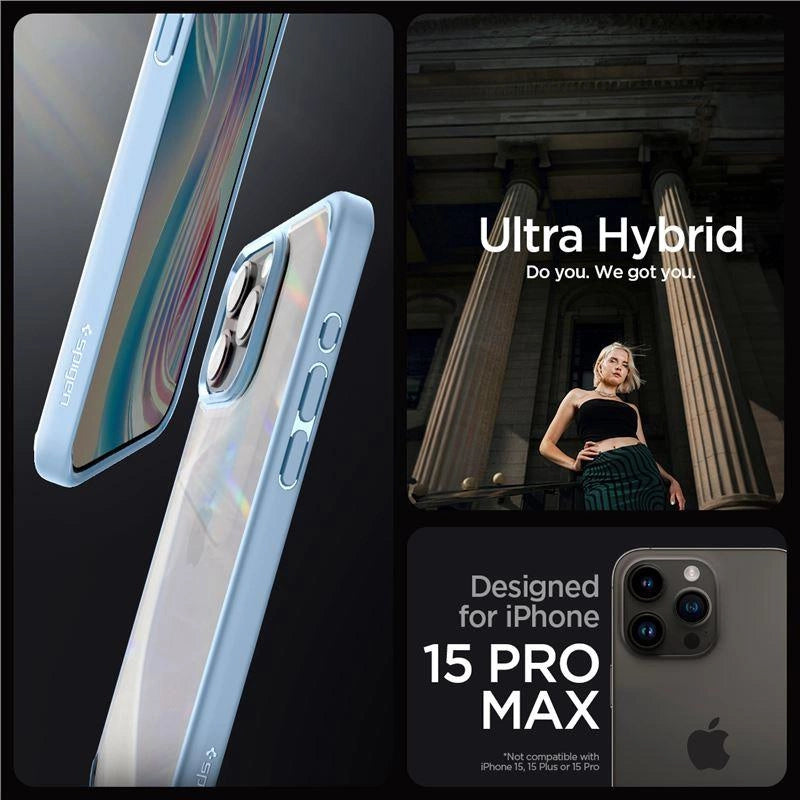 Spigen Crystal Hybrid Case for iPhone 15 Pro Max - Clear Blue_3