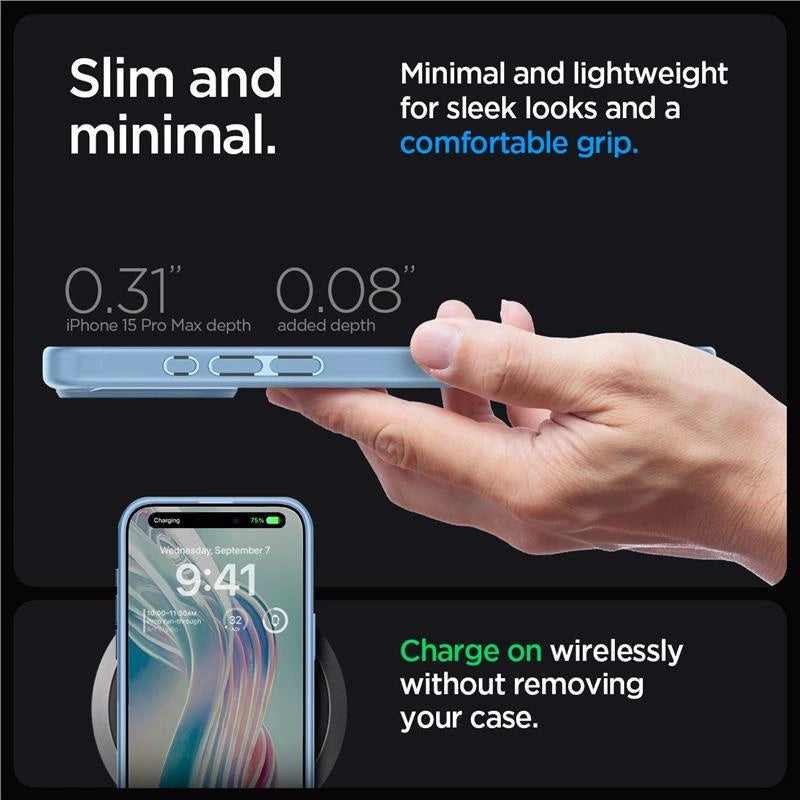 Spigen Crystal Hybrid Case for iPhone 15 Pro Max - Clear Blue_7