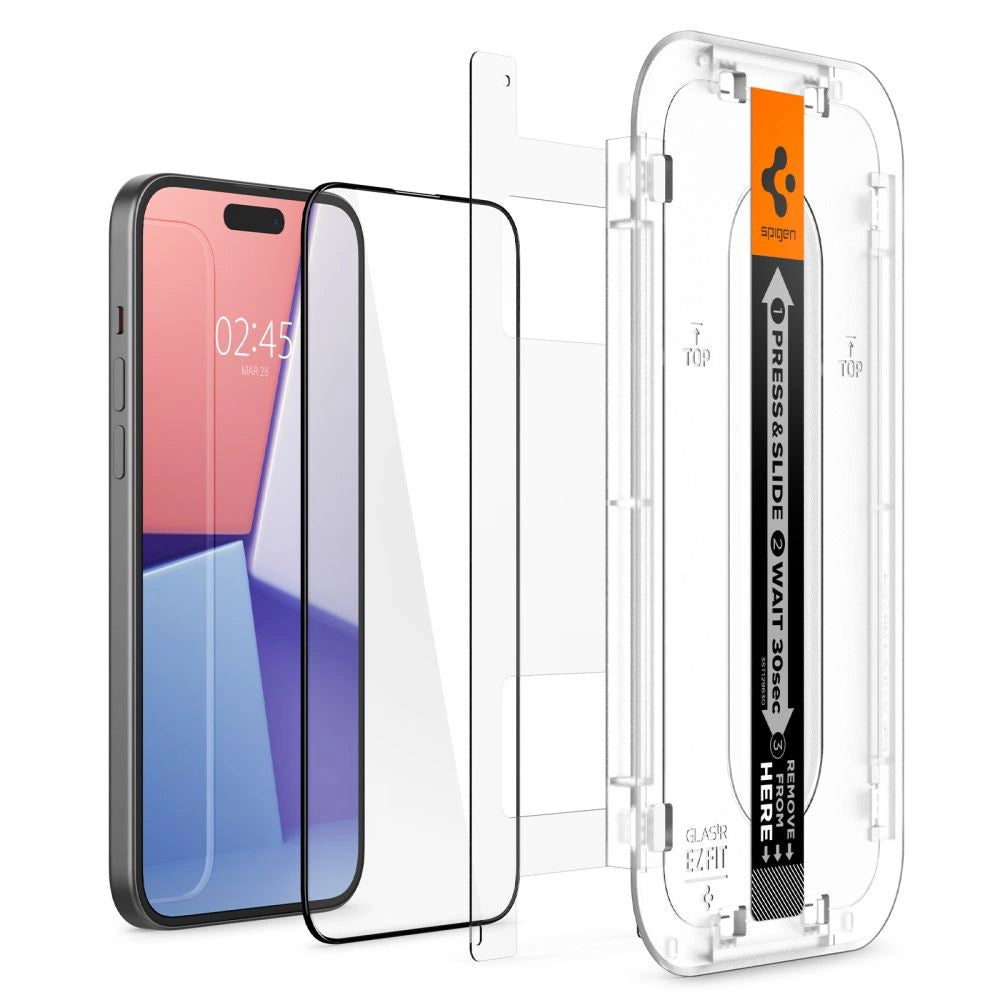 Spigen Glas.tR EZ Fit FC Tempered Glass for iPhone 15 Plus - Black 2 pcs._10