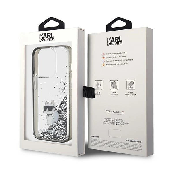 Karl Lagerfeld Liquid Glitter Choupette case for iPhone 15 Pro Max - transparent_7