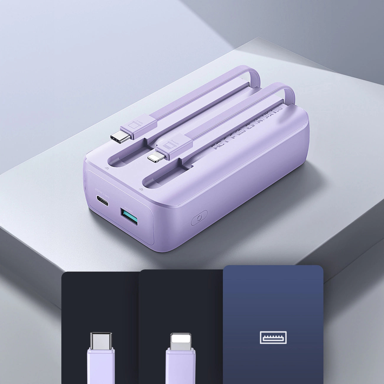 Joyroom JR-PBC06 mini power bank with built-in USB-C / Lightning cables 30W 10000mAh - purple_13