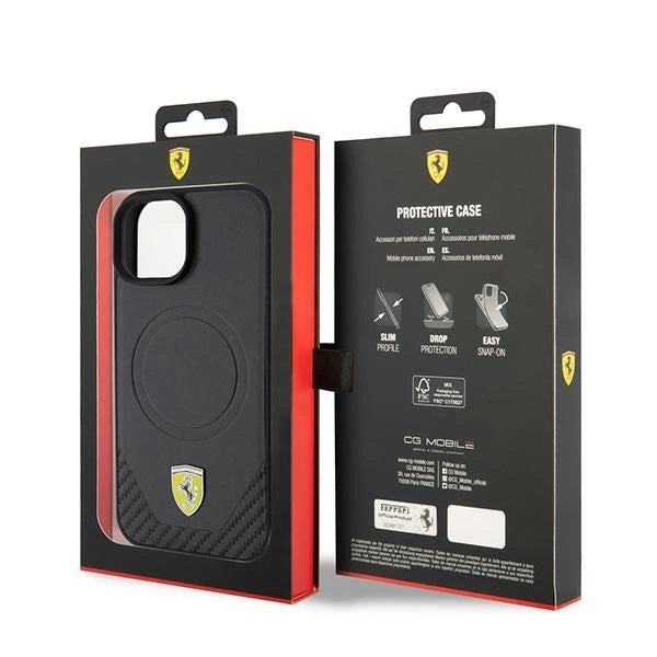 Ferrari FEHMP15SPTEK iPhone 15 6.1" black/black hardcase Carbon Metal Logo MagSafe_7