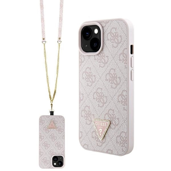 Guess GUHCP15SP4TDSCPP iPhone 15 6.1" pink/pink hardcase Crossbody 4G Metal Logo_0